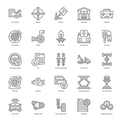 Car Repair icon pack for your website design, logo, app, and user interface. Car Repair icon outline design. Vector graphics illustration and editable stroke.