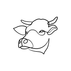 Cow continuous line art design