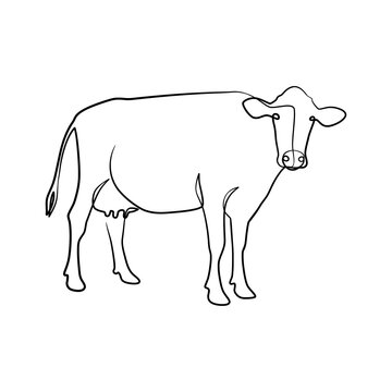 recommend clip art: Cow continuous line art design