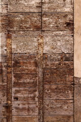 Weathered Wooden Door Close Up in Rome, Italy