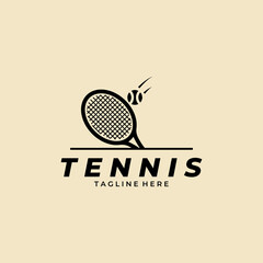 Tennis rackets and ball silhouette logo template design