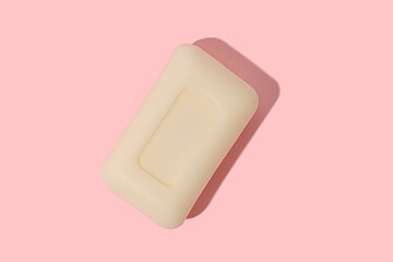 White soap with hard shadow. Detergent and body care.