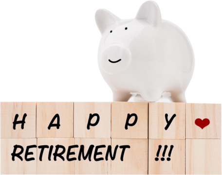 Wood cubes and piggy bank ,saving money for good life retirement concept