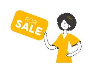 Realtor girl. Minimalistic linear style.  