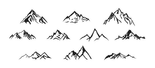 Mountaio icon, silhouette set. Can be used for your logo. Vector EPS 10