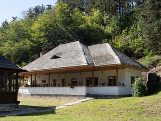 Fototapeta na wymiar View of Visina monastery in Bumbesti-Jiu, Gorj, Romania.