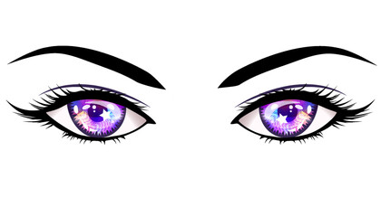 Purple eyes anime girl in manga style.