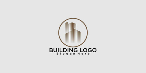 Building logo design with unique concept premium vector