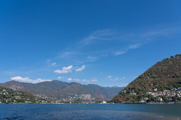 View of lago di como in the fall 