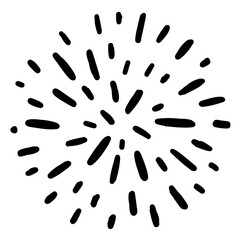 Lines coming from center in different directions, forming circle