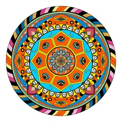 illustration of Mandala art, Tibetan Buddhist Mandala, Decorative round ornament, Isolated on white background. Arabic, Indian, ottoman motifs, Colorful Mandala Art