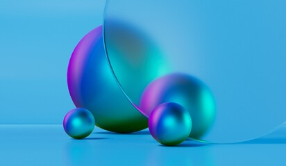 Abstract blank frosted glass background. Glass morphism effect. 3D Rendering