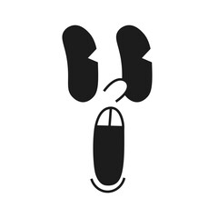 Cartoon mascot character. Vintage retro faces. Vector funny smile.