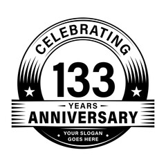 133 years anniversary celebration design template. 133rd logo vector illustrations. 