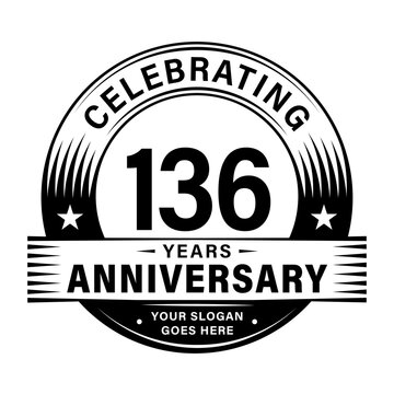 136 years anniversary celebration design template. 136th logo vector illustrations. 