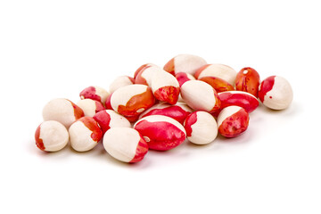 Red Anasazi Beans, isolated on a white background. Spotted beans. Kidney beans.