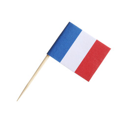 Small paper flag of France isolated on white