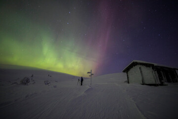 Northern lights in Pallas Yllastunturi National Park, Lapland, Finland