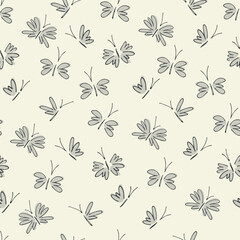 Seamless pattern with fantasy moths, butterflies in cartoon style. Happy summer illustration. Wallpaper, textile, backgound for kids