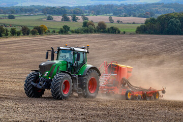 Tractor and seed drill - Yorkshire - England