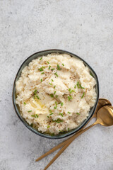 mashed cauliflower with butter. ketogenic paleo diet side dish