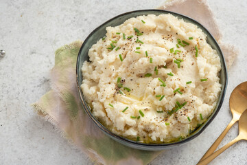 mashed cauliflower with butter. ketogenic paleo diet side dish