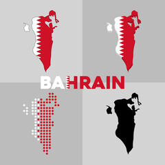 Bahrain vector map. Borders and flag of the country of Bahrain. Vector