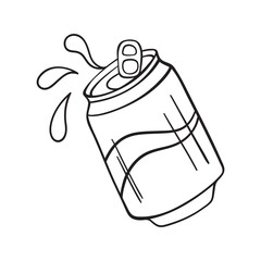 Isolated vector illustration of juice can. Cute thin line icon for design, cover etc.	