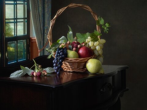 Still life with fruits  near the window
