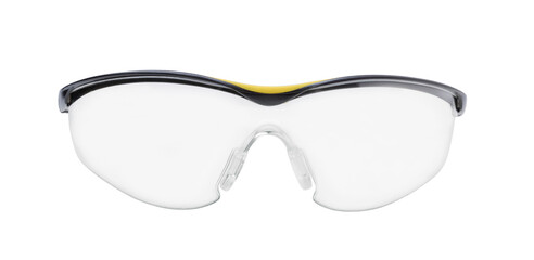 Plastic sports glasses isolated.