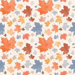 autumn seamless pattern with bright maple leaves