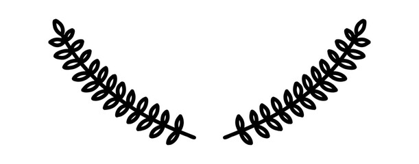 Doodle floral laurel. Hand drawn tree branches with leaves and flowers. illustration