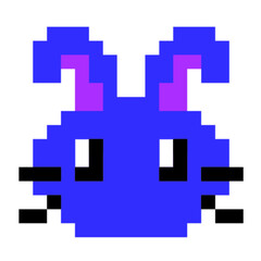 ドット絵　うさぎ　青