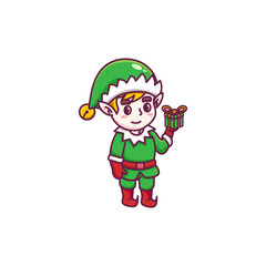 Cartoon Elfs Celebrating Christmas
