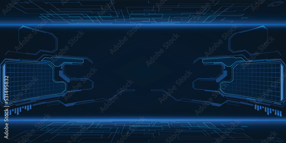 Aufkleber vector illustration of digital hi tech empty space with digital glowing element grid line and circui