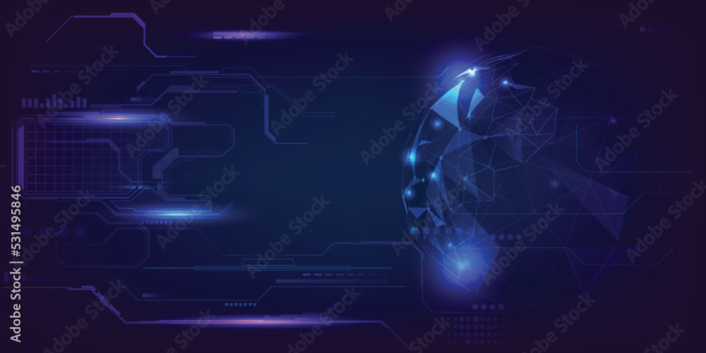 Poster vector illustration of digital communication big data and information innovation and technology.futu