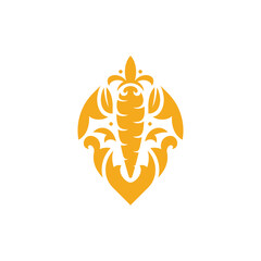 Carrot with 3 leaf Elegant Ornament illustration for logo template design