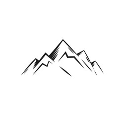 Silhouette of mountains isolated on white. PNG.