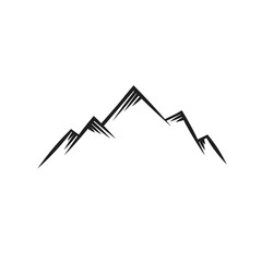 Silhouette of mountains isolated on white. PNG.