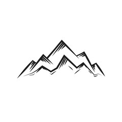 Silhouette of mountains isolated on white. PNG.