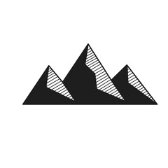 Silhouette of mountains isolated on white. PNG.