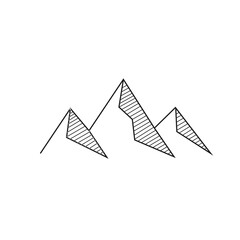 Silhouette of mountains isolated on white. PNG.