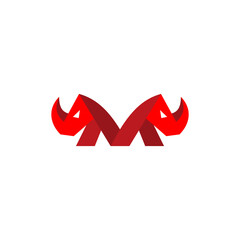 Letter M Rhino Horn Logo Design, brand identity logos vector, modern logo, Logo Designs Vector Illustration Template