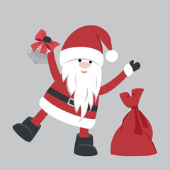 Cartoon Santa Claus for Christmas greeting cards and invitations. Vector illustration in the style of a doodle. Design element.