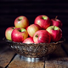 Äpfel in Silberschale 