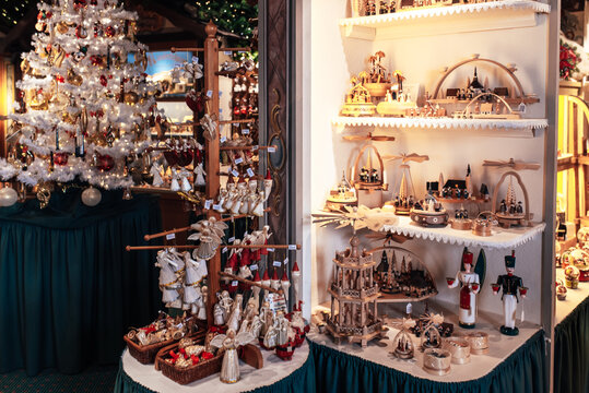 Oberammergau, Germany - October 2021: The famous Kathe Wohlfahrt Christmas store in the Bavarian village of Oberammergau.