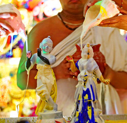 Idol of Krishna during the birthday celebration of Lord Krishna ( Janmashtami )