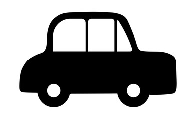 car png illustration, icon, symbol or sticker. Transportation infographic. Black silhouette pictogram. Simple pictograph. Kids wall art, children's room decor.