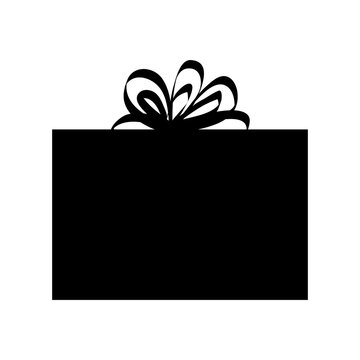 Gift box png illustration. Holiday icon, object, symbol, sign, logo or infographic. Black silhouette pictogram. Simple pictograph. Christmas, Hanukkah, birthday gift image.