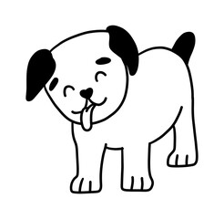 Cute handdrawn dog. Funny doodle puppy. Vector cute cartoon illustration